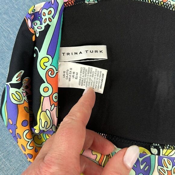 Trina Turk Colorful Halter Neck Bikini Top Size 12 - Picture 4 of 5